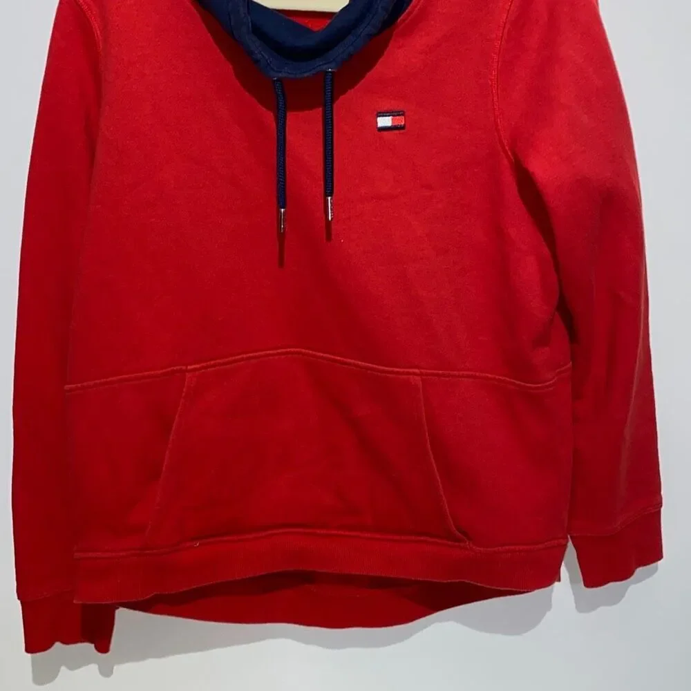Tommy Hilfiger Sport Drawstring Turtleneck Long Sleeve Red Blue Sweater Size L - Picture 2 of 9